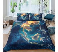 OTBSDNKZZ Earth Nuit View Parure de Lit Douce Microfibre 3 pièces Imprimé en 3D Global Urban Glow Style Linge de Lit avec Fermeture Éclair Ultra Douce for Filles Ado King（220x240cm）
