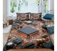 OTBSDNKZZ Electronic Circuit Parure de Lit 3 pièces 3D Effet Microfibre résistante Tech Hardware Design Ensemble De Literie avec Fermeture Éclair Facile d'entretien for Hommes Single（140x200cm）