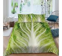 OTBSDNKZZ Fresh Lettuce Parure de Lit Confortable Microfibre Hypoallergique 3 pièces Natural Organic Style Linge de Lit avec 2 x Taies d'oreiller Super Douce for Les Enfants Super King（260x220cm）