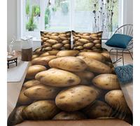 OTBSDNKZZ Fresh Potatoes Housse de Couette Microfibre 3 Pièces 3D Imprimée Respirante Natural Organic Style Parure de Lit avec Fermeture Éclair Ultra Douce for Enfant Single（135x200cm）