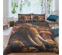 OTBSDNKZZ Funny Mammoth Parure de Lit 3 pièces Microfibre Hypoallergique Imprimé en 3D Léger Cartoon moviegoer Style Ensemble De Literie avec 2 Taies d'oreiller Confortable for Fille King（220x240cm）