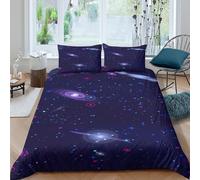 OTBSDNKZZ Galaxy Space scène Linge de Lit 3 pièces 3D Effet Microfibre résistante Cartoon Cosmic Design Housse de Couette avec Fermeture Éclair Facile d'entretien for Chambre Adulte Single（140x200cm）