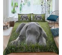 OTBSDNKZZ Gris Puppy Lying Housse de Couette Douce Microfibre 3 pièces Imprimé en 3D Nature Outdoor Style Linge de Lit avec Fermeture Éclair Ultra Douce for Enfants Garçons Ado Double（200x200cm）