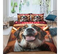 OTBSDNKZZ Happy Chien Portrait Housse de Couette Microfibre 3 pièces Imprimé en 3D Hypoallergique Vintage Street scène Linge de Lit avec Fermeture Éclair Douce for Fille Single（140x200cm）