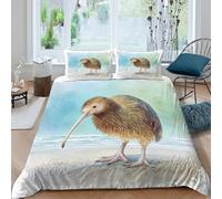 OTBSDNKZZ Kiwi Oiseau Linge de Lit Microfibre 3 pièces Imprimé en 3D Hypoallergique Nature Illustration Style Parure de Lit avec Fermeture Éclair Respirante for Chambre à Coucher King（220x240cm）