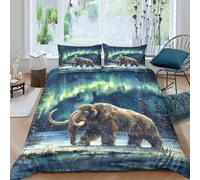 OTBSDNKZZ Mammoth in Neige Parure de Lit Confortable Microfibre Hypoallergique 3 pièces Arctic Wildlife scène Linge de Lit avec 2 x Taies d'oreiller Super Douce for Les Enfants Single（140x200cm）
