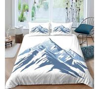 OTBSDNKZZ Montagne Peaks Linge de Lit Léger Microfibre résistante 3 Pièces 3D Effet Snowy Landscape Style Ensemble De Literie avec Fermeture Éclair Douce for Chambre Adulte Double（200x200cm）