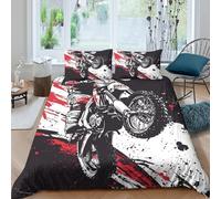 OTBSDNKZZ Motorbike Stunts Linge de Lit Microfibre résistante 3 Pièces 3D Imprimée Facile d'entretien Graphic Design Housse de Couette avec Taie d'oreiller Douce for Chambre Adulte Single（135x200cm）
