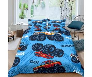 OTBSDNKZZ Offroad Truck Ensemble De Literie 3D Effet Microfibre 3 Pièces Hypoallergique Cartoon Vehicle Design Housse de Couette avec Taie d'oreiller Ultra Douce for Chambre Adulte Single（135x200cm）