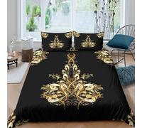 OTBSDNKZZ Ornate Floral Housse de Couette 3D Effet Microfibre 3 Pièces Hypoallergique Baroque Decorative Ensemble De Literie avec Taie d'oreiller Super Douce for Ado Single（140x200cm）