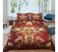 OTBSDNKZZ Ornate Floral Linge de Lit Microfibre Hypoallergique 3 pièces 3D Imprimée Résistante Baroque Decorative Parure de Lit avec 2 Taies d'oreiller Léger for Chambre Adulte King（220x240cm）