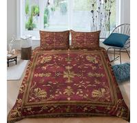 OTBSDNKZZ Ornate Rug Housse de Couette 3 Pièces 3D Imprimée Microfibre Hypoallergique Baroque Decorative Ensemble De Literie avec 2 x Taies d'oreiller Respirante for Hommes Double（200x200cm）
