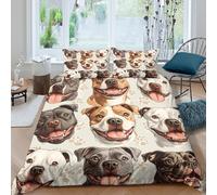 OTBSDNKZZ Pitbull Portraits Parure de Lit Microfibre 3 Pièces Imprimé en 3D Super Douce Cartoon Animal Linge de Lit avec Fermeture Éclair Respirante for Hommes Enfants Single（135x200cm）