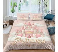 OTBSDNKZZ Princess Castle Linge de Lit résistante 3 Pièces 3D Imprimée Facile d'entretien Fantaisie Fairy Tale Style Housse de Couette avec Taie d'oreiller Douce for Chambre Adulte Double（200x200cm）