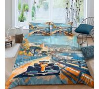 OTBSDNKZZ Racing Car Speed Housse de Couette 3 Pièces Microfibre résistante 3D Imprimée Respirante Urban Street scène Ensemble De Literie avec Fermeture Éclair Ultra Douce for Fille Double（200x200cm）