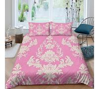 OTBSDNKZZ Rose Floral Motif Housse de Couette Confortable Microfibre Hypoallergique 3 pièces Baroque Ornate Ensemble De Literie avec Fermeture Éclair Résistante for Les Enfants Single（135x200cm）