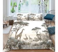 OTBSDNKZZ Safari Animals Linge de Lit 3 Pièces 3D Imprimée Léger African Wildlife Illustration Parure de Lit avec 2 x Taies d'oreiller Super Douce for Chambre de Adolescents Super King（260x220cm）