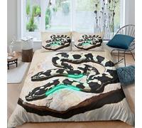 OTBSDNKZZ Snake Decor Linge de Lit Microfibre résistante 3 Pièces 3D Effet Douce Moderne Home Style Parure de Lit avec Fermeture Éclair Confortable for Chambre de garçons Super King（260x220cm）