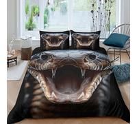 OTBSDNKZZ Snake Head Linge de Lit 3D Effet Microfibre 3 Pièces Hypoallergique Wild Animal Photography Parure de Lit avec Taie d'oreiller Super Douce for Chambre Enfants Single（140x200cm）