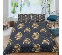 OTBSDNKZZ Space Beaver Parure de Lit Confortable Microfibre Hypoallergique 3 pièces Cartoon Astronaut Design Ensemble De Literie avec Fermeture Éclair Résistante for Couple Super King（260x220cm）