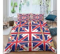 OTBSDNKZZ Union Jack Design Parure de Lit 3 pièces Microfibre Hypoallergique Imprimé en 3D Léger British Flag Motif Linge de Lit avec Fermeture Éclair Confortable for Adulte Double（200x200cm）