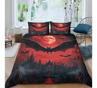 OTBSDNKZZ Vampire_Bat_Flying Ensemble De Literie résistante 3 Pièces 3D Effet Douce Gothic_Horror_Style Housse de Couette avec Fermeture Éclair Confortable for Chambre de Adolescents King（220x240cm）