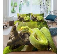 OTBSDNKZZ Vert Snake Housse de Couette Microfibre résistante 3 Pièces 3D Effet Léger Wild Animal Photography Parure de Lit avec Taie d'oreiller Facile d'entretien for Fille Super King（260x220cm）