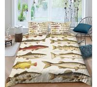 OTBSDNKZZ Vintage Poisson Ensemble De Literie Imprimé en 3D Microfibre résistante 3 pièces Natural History Linge de Lit avec Fermeture Éclair Résistante for Chambre Enfants Single（135x200cm）