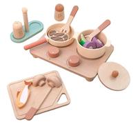 Otbushit 1 Ensemble d'accessoires de Cuisine en Bois, Jouets de Cuisine en Bois, Ensembles casseroles et poêles, Jeu Simulation, Jouets Alimentaires Montessori pour Les Tout-Petits 3 à 5 Ans