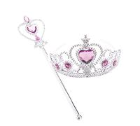 Otbushit 1 Ensemble de Baguettes Couronne de Princesse pour Petites Filles, Accessoire Costume diadème Cosplay, Coiffure Couronne Rouge Clair