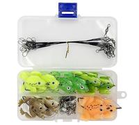Otbushit 1 Ensemble de leurres de pêche réalistes en Forme Grenouille, appâts pêche en Eau Douce en Silicone avec Structure sans Mauvaises Herbes et Leader en Fil