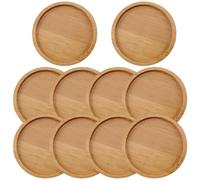 Otbushit 10 pièces 3, 5 Pouces soucoupes de Pot de Fleur Ronde en Bambou Soucoupe Plante Plateau Pot Petits Plateaux d'égouttage pour l'intérieur Table Bureau extérieur décorations Jardin Grand