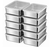 Otbushit 10 pièces récipient en acier inoxydable 5x4 pouces d'épaisseur récipients de préparation de repas réutilisables avec couvercle stockage des aliments en acier inoxydable pour le bureau à dom