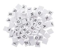 Otbushit 100 pièces copeaux de Bois Blanc Bricolage Alphabet Anglais Puzzle carrés d'alphabétisation bébé développement intellectuel