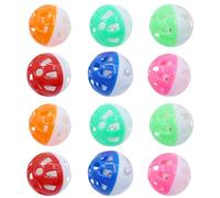 Otbushit 12 pièces 1, 5 Pouces Chat Jouet Balle avec Cloche Maille colorée Creuse ABS Plastique Cloche Jingle Voix Jouets interactifs pour Chaton Couleur aléatoire