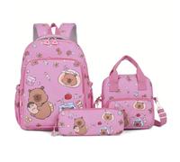 Otbushit 3 pièces/ensemble sac à dos et boîte à déjeuner ensemble sac dos de filles mignonnes de dessin animé avec trousse crayons et déjeuner grand livres en nylon léger pour filles