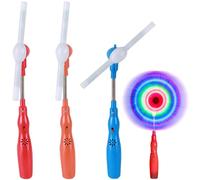 Otbushit 3 pièces Jouet Lumineux Rotatif, Baguette rotative Lumineuse à LED Amusante et sûre avec Moulin à Vent en Plastique Musical pour Cadeaux de fête d'anniversaire d'enfants Couleur aléatoire