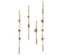 Otbushit 4 pièces 2x4 Pieds Support de Plante à air en macramé à Pampilles, Panier d'affichage de Cintre Plante Fleur tissé bohème tissé Suspendre pour la décoration la Maison Balcon