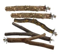 Otbushit 5 pièces/Ensemble de perchoirs à Oiseaux en Bois Naturel pour Cage, perchoir à Perroquet Facile Installer pour Petites Conures calopsitte Perroquet inséparable et pinsons