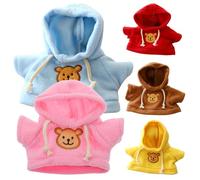 Otbushit 5 pièces vêtements de poupée Ours à Capuche pour Ours de 6 à 8 Pouces, vêtements d'animaux en Peluche Mignons pour Bricolage Habiller Jouet, Veste rembourrée en Coton