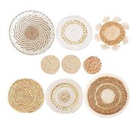 Otbushit 9 pièces/ensemble paniers muraux Boho, différentes tailles et styles tissés ronds, Art décoratif pour salon, chambre à coucher, ferme, pépinière