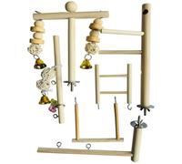 Otbushit Aire de Jeux pour Oiseaux, Perroquet, Salle de Sport avec perchoirs en Bois, échelle, balançoire, Support Parc à mâcher pour calopsitte, Conure, inséparables, perruches