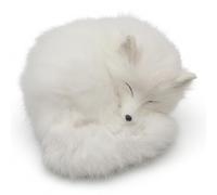 Otbushit Animal en Peluche de Renard Blanc réaliste, Figurine de Renard endormi, décoration Bureau à Domicile avec Fausse Fourrure Douce, Ornement d'étagère fabriqué à la Main pour Le Salon et Le