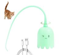 Otbushit Baguette de Jouet pour Chat, Rotation à 360 °, Queue pivotante, Jeu Automatique, Jouet électronique interactif Rechargeable pour Chat avec 2 queues en Silicone, Vert
