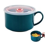 Otbushit Bols à Soupe avec poignées et Couvercle, Tasse à Soupe Portable pour Micro-Ondes, Bol en céramique pour céréales de Nouilles instantanées, Salade