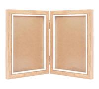 Otbushit Cadre photo double pour photo 6 x 4, cadre pliable à charnière, panneau de densité de couleur en bois minimaliste avec fenêtre en acrylique, aimant réfrigérateur