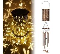 Otbushit Carillons éoliens solaires pour Jardin extérieur, carillons éoliens libellules imperméables, lanternes solaires suspendues pour Jardin, mémorial, Style 1