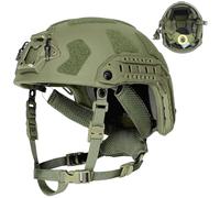 Otbushit Casque Rapide léger Coupe très Haute avec Adaptateur de Rail, Sangle réglable, protège-tête intégré pour Les Sports de Plein air, Vert armée