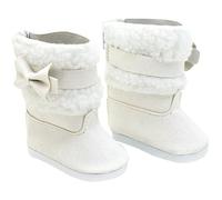 Otbushit Chaussures de poupée de 18 Pouces, 1 Paire Bottes Neige pour poupée, Bottes d'hiver Miniatures avec Doublure en Fausse Fourrure Blanche et Accessoires pour nœuds pour poupées 18 po