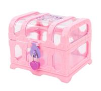 Otbushit Coffre au trésor en plastique transparent pour enfants avec serrure en forme de cœur, organisateur de rangement